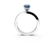 Solitaire Engagement Ring Setting for Fancy Blue Radiant Cut Center with Channel Baguette Band and Prong Head in Platinum
