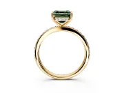 Solitaire Engagement Ring Setting for Fancy Green Asscher Cut Center with Fine Pave Band and Prong Head in Yellow Gold