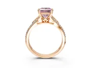 Solitaire Engagement Ring Setting for Fancy Pink Princess Cut Center with Pave Rail Split Shank and Prong Head in Rose Gold
