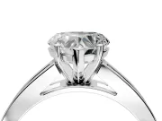 Solitaire Engagement Ring Setting for Heart-Shaped Center with Princess Cut Channel Band and Prong Head in Platinum