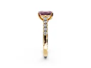 Solitaire Engagement Ring Setting for Fancy Pink Emerald Cut Center with Partway Pave Band and Prong Head in Yellow Gold