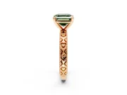 Solitaire Engagement Ring Setting for Fancy Green Asscher Cut Center with XO Engraved Band and Prong Head in Rose Gold