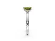 Solitaire Engagement Ring Setting for Fancy Yellow Emerald Cut Center with Beaded Shoulders and Prong Head in Sterling Silver