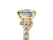 Solitaire Engagement Ring Setting for Radiant Cut Center with Crossover Accents and Prong Head in Yellow Gold