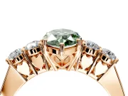 5 Stone Engagement Ring Setting for Fancy Green Marquise Center with Equal Close-Set Accents and Prong Head in Rose Gold