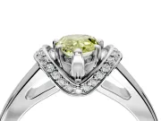 Solitaire Engagement Ring Setting for Fancy Yellow Pear-Shaped Center with Wide Band, Pave Collar and Prong Head in Platinum