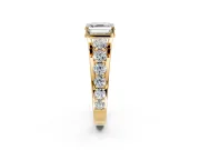 Solitaire Engagement Ring Setting for Asscher Cut Center with Graduated Shared Prongs and Prong Head in Yellow Gold