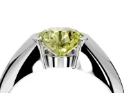 Tension Engagement Ring Setting for Fancy Yellow Round Cut Center with Wide Tapered Band and Tension Head in Platinum