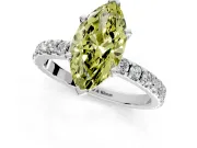 Solitaire Engagement Ring Setting for Fancy Yellow Marquise Center with Fine Pave Band and Claw Prong Head in Platinum