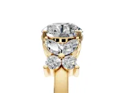 Floral Engagement Ring Setting for Round Cut Center with Marquise Cluster Shoulders and Prong Head in Yellow Gold