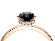Hidden Halo Engagement Ring Setting for Fancy Black Pear-Shaped Center with Plain Band and Tall Prong Head in Rose Gold