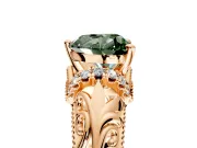 Solitaire Engagement Ring Setting for Fancy Green Heart-Shaped Center with Filigree Accent Basket and Prong Head in Rose Gold