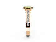 Solitaire Engagement Ring Setting for Fancy Yellow Emerald Cut Center with Channel Band and Double Claw Prong Head in Rose Gold