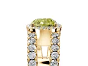 Halo Engagement Ring Setting for Fancy Yellow Cushion Cut Center with Wide-Open Pave Split Shank and Prong Head in Yellow Gold