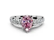 Solitaire Engagement Ring Setting for Fancy Pink Pear-Shaped Center with Graduated Shared Prongs and Prong Head in Sterling Silver