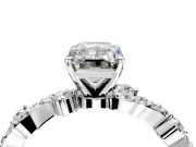 Solitaire Engagement Ring Setting for Emerald Cut Center with Bar-Station Pave Twist and Prong Head in Platinum