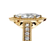 Milgrain Halo Engagement Ring Setting for Marquise Center with Pave Band and Prong Head in Yellow Gold