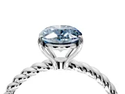Solitaire Engagement Ring Setting for Fancy Blue Oval Center with Plain Twisted Rope Band and Prong Head in Sterling Silver
