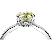 Hidden Halo Engagement Ring Setting for Fancy Yellow Oval Center with Wide Flat Plain Band and Prong Head in Platinum