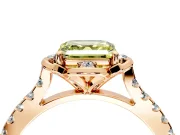 Floral Engagement Ring Setting for Fancy Yellow Asscher Cut Center with Pave Band and Floral Prong Head in Rose Gold