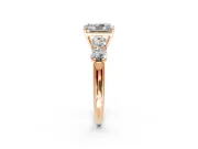 5 Stone Engagement Ring Setting for Radiant Cut Center with Graduated Accents and Prong Head in Rose Gold