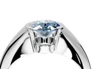 Tension Engagement Ring Setting for Fancy Blue Oval Center with Wide Tapered Band and Tension Head in White Gold