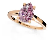 Solitaire Engagement Ring Setting for Fancy Pink Pear-Shaped Center with Tapered Shoulders and Prong Head in Rose Gold