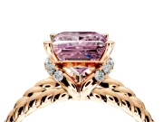 Halo Engagement Ring Setting for Fancy Pink Princess Cut Center with Rope Twist Split Shank and Prong Head in Rose Gold