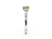 Bar-Set Engagement Ring Setting for Fancy Yellow Cushion Cut Center with Tapered Baguette Accents and Prong Head in White Gold