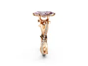 Solitaire Engagement Ring Setting for Fancy Pink Marquise Center with Pave and Plain Crossover Band and Prong Head in Rose Gold