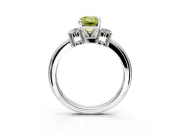 3 Stone Engagement Ring Setting for Fancy Yellow Emerald Cut Center with Wide Plain Band and Prong Head in Platinum