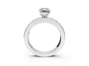Solitaire Engagement Ring Setting for Emerald Cut Center with Channel-Set Accents and Prong Head in Platinum
