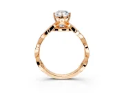 Solitaire Engagement Ring Setting for Pear-Shaped Center with Accented Twist Band and Leaf Prong Head in Rose Gold