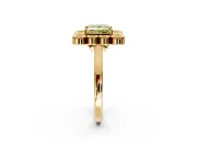 Cluster Halo Engagement Ring Setting for Fancy Yellow Princess Cut Center with Milgrain Bezel Accents and Prong Head in Yellow Gold