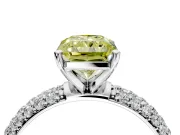 Solitaire Engagement Ring Setting for Fancy Yellow Radiant Cut Center with Domed Multi-Row Pave Band and Prong Head in Platinum