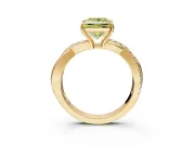 Crossover Engagement Ring Setting for Fancy Yellow Princess Cut Center with Pave and Plain Strands and Prong Head in Yellow Gold