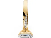 Side Accent Engagement Ring Setting for Emerald Cut Center with Accent Shoulders and Prong Head in Yellow Gold