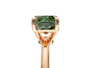 Minimalist Solitaire Engagement Ring Setting for Fancy Green Cushion Cut Center with Thin Band and Prong Head in Rose Gold