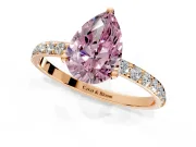Solitaire Engagement Ring Setting for Fancy Pink Pear-Shaped Center with Fine Pave Accents and Prong Head in Rose Gold