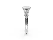 5 Stone Engagement Ring Setting for Emerald Cut Center with Graduated Accents and Prong Head in White Gold