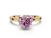 Solitaire Engagement Ring Setting for Fancy Pink Heart-Shaped Center with Plain Band and Tulip Prong Head in Yellow Gold