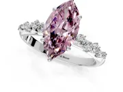 Cluster Engagement Ring Setting for Fancy Pink Marquise Center with Round Cut Accent Band and Prong Head in Platinum