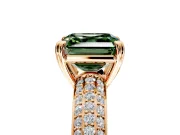 Solitaire Engagement Ring Setting for Fancy Green Asscher Cut Center with Multi-Row Pave Accents and Basket Head in Rose Gold