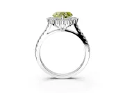 Milgrain Floral Halo Engagement Ring Setting for Fancy Yellow Heart-Shaped Center with Pave Band and Prong Head in Sterling Silver