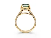 Solitaire Engagement Ring Setting for Fancy Green Asscher Cut Center with Accented Split Shank and Prong Head in Yellow Gold