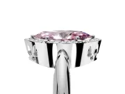 Halo Engagement Ring Setting for Fancy Pink Marquise Center with Tapered Plain Band and Prong Head in Platinum