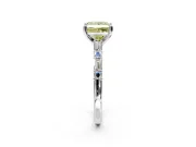 Baguette Engagement Ring Setting for Fancy Yellow Princess Cut Center with Alternating Bar-Set Band and Prong Head in Sterling Silver