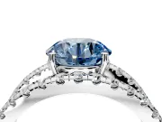 Solitaire Engagement Ring Setting for Fancy Blue Round Cut Center with Wide-Open Split Shank and Prong Head in White Gold