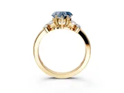 Solitaire Engagement Ring Setting for Fancy Blue Heart-Shaped Center with Marquise Flower Shoulders and Prong Head in Yellow Gold