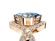 Halo Engagement Ring Setting for Fancy Blue Marquise Center with Pave Infinity Twist Band and Prong Head in Rose Gold